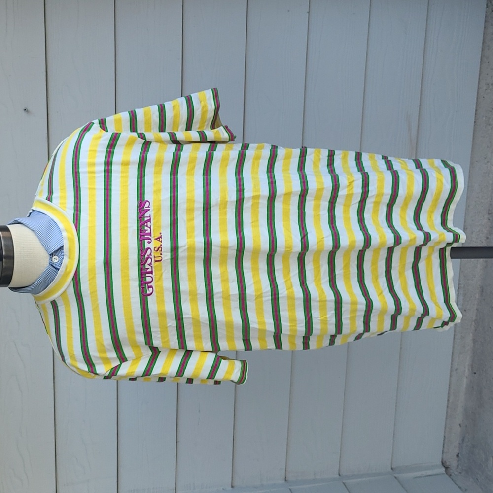 GUESS Produce Farmers Market Striped Shirt Mens XXL Short Sleeve Shirt VTG RARE